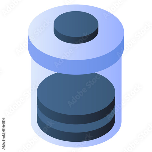 A flat isometric icon of battery cell