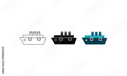 ship and boat line icon set. water transport symbol. vessels for sea travel and transportation