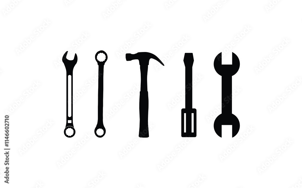 Repair icon vector. Vector hand repair tools, spare parts tools drawing design. Hammer line icon. Tool Icon Vector. Repair icon vector. Vector hand repair tools, spare parts tools drawing design. Hammer line icon. Tool Icon Vector.