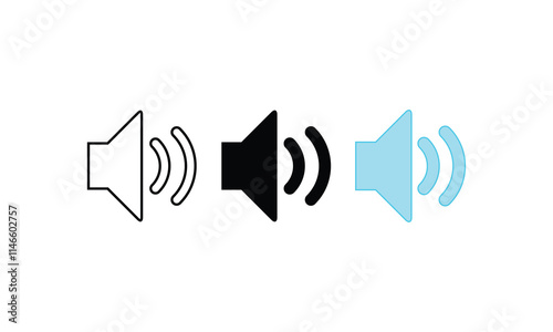 Volume line icon vector illustration set. Set of sound volume speaker audio icon symbol