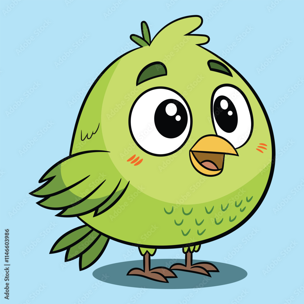 Little green bird cartoon illustration sticker Little green bird cartoon illustration sticker