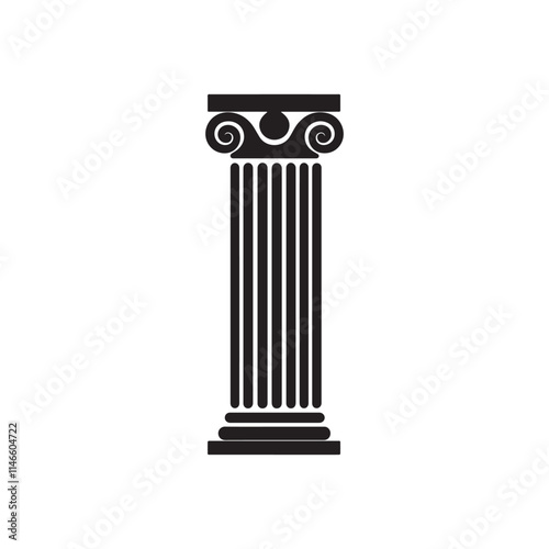 Flat Design Black Icon of Greek Column