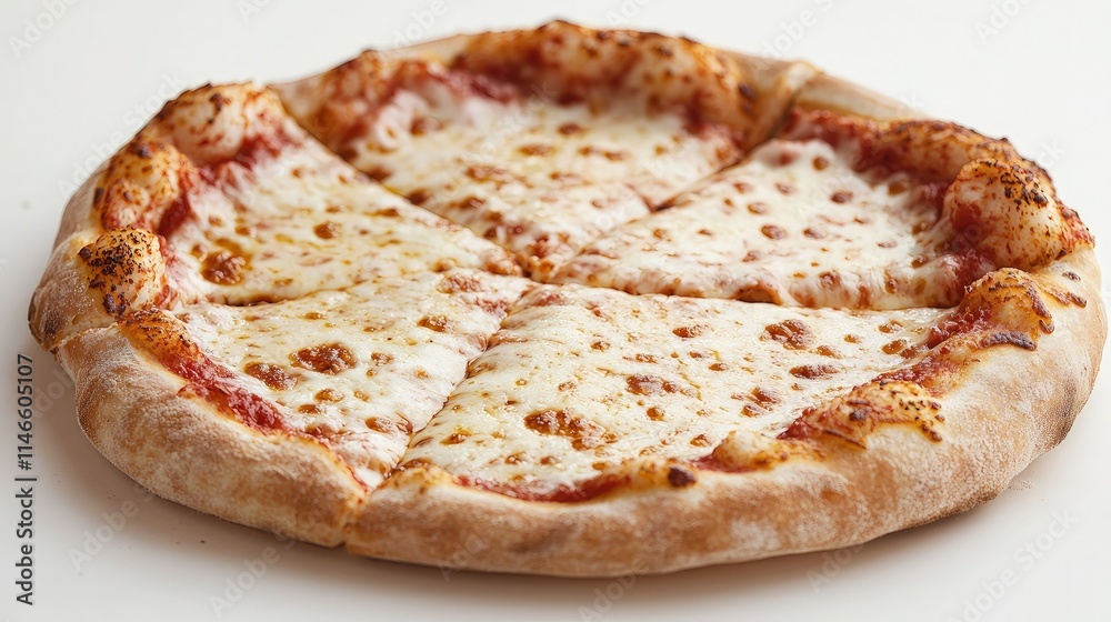 Delicious cheese pizza sliced into six pieces. Delicious cheese pizza sliced into six pieces.