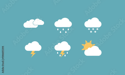 weather forecast icons. weather icon set. Cartoon cloud vector set. Blue sky with white clouds. White cloud collection.