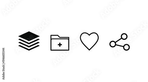 Set of generic social media user interface icons. Like, comment, share and save icons. Social media flat icon. Social media icon. Illustration vector