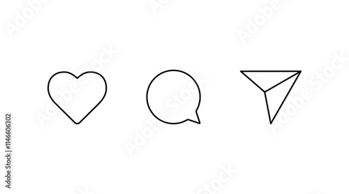 Set of generic social media user interface icons. Like, comment, share and save icons. Social media flat icon. Vector. Share, save, like and comment icon set. Vector EPS 10