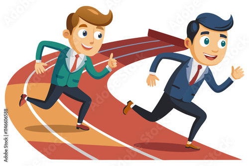 businessmen on a track-ready to run vector image, Isolated on white background.
