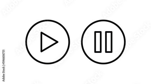 Play pause icon flat line symbol set. Play and pause buttons.
