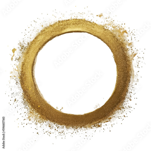 Gold glitter circle effect. isolated on white background