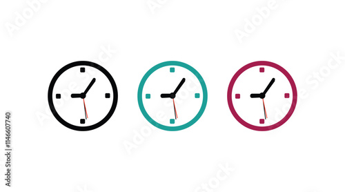 Time and clock icon set. Analog wall clocks icons set. Thin line designs style. clock icon illustration.