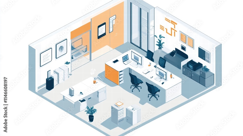 modern office space design isometric illustration modern office space design isometric illustration