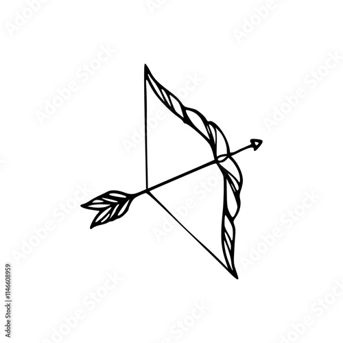 a line art drawing of a bow and arrow illustration