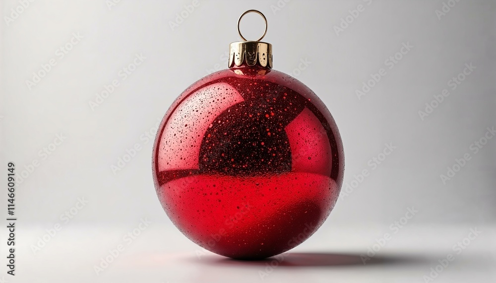 Sparkling red Christmas ornament with glittery surface in 3D style Sparkling red Christmas ornament with glittery surface in 3D style