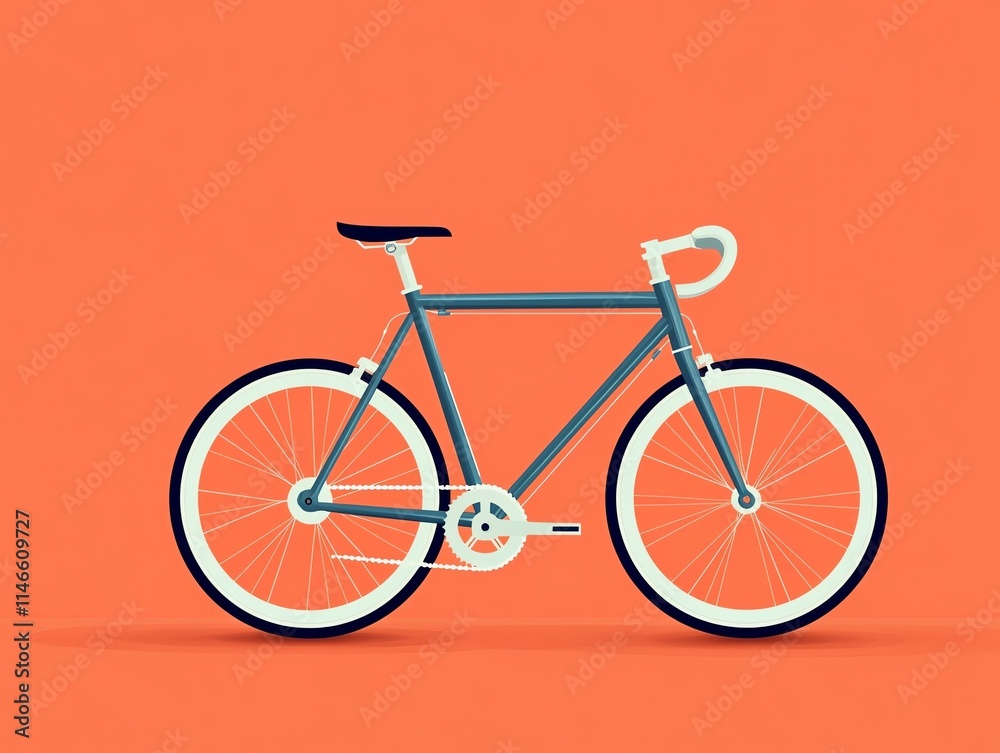 Stylish gray bicycle on orange background Stylish gray bicycle on orange background