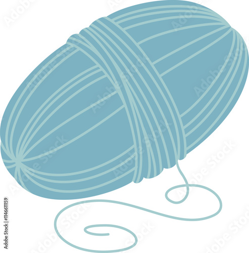 Light blue ball of yarn, tied with its own thread, gently unwinding to reveal the soft fibers used for knitting and crocheting, perfect for various creative projects