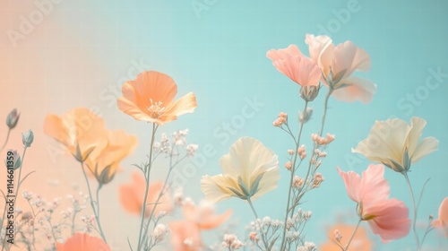 pastel flowers soft bloom delicate petals spring meadow floral b photo