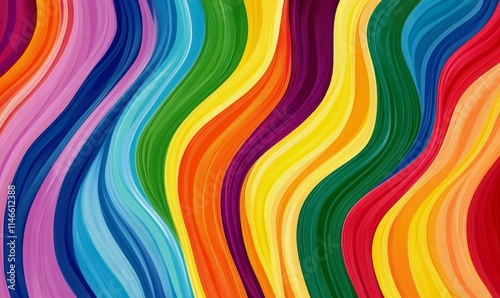 Vibrant rainbow curves, flowing abstract design.