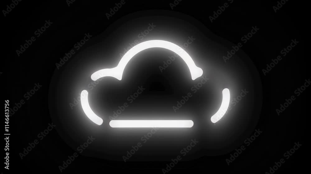 Neon cloud icon glowing against dark background with modern design