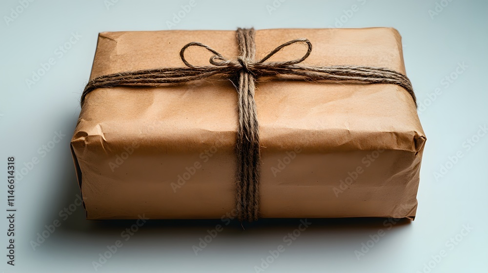 Delivery Parcel Wrapped in Brown Paper