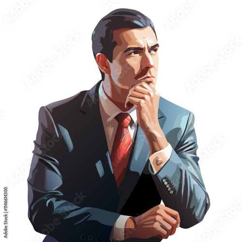 Thinker businessman business concept vector image, Isolated on white background.

