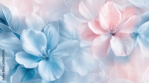 Wallpaper Mural soft pastel blue and pink flower background Torontodigital.ca