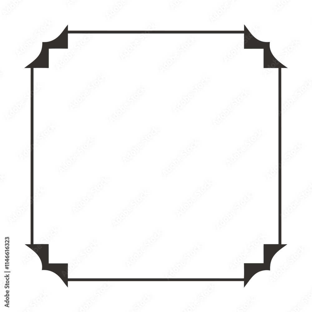 Decorative Square Frame Border with Geometric Lines and symmetrical floral pattern Vector Elements Decorative Square Frame Border with Geometric Lines and symmetrical floral pattern Vector Elements