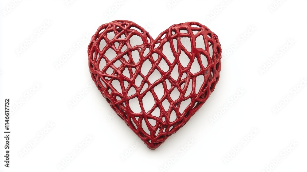 A vibrant red heart crafted with an intricate woven pattern, symbolizing love, creativity, and artistic expression. A vibrant red heart crafted with an intricate woven pattern, symbolizing love, creativity, and artistic expression.