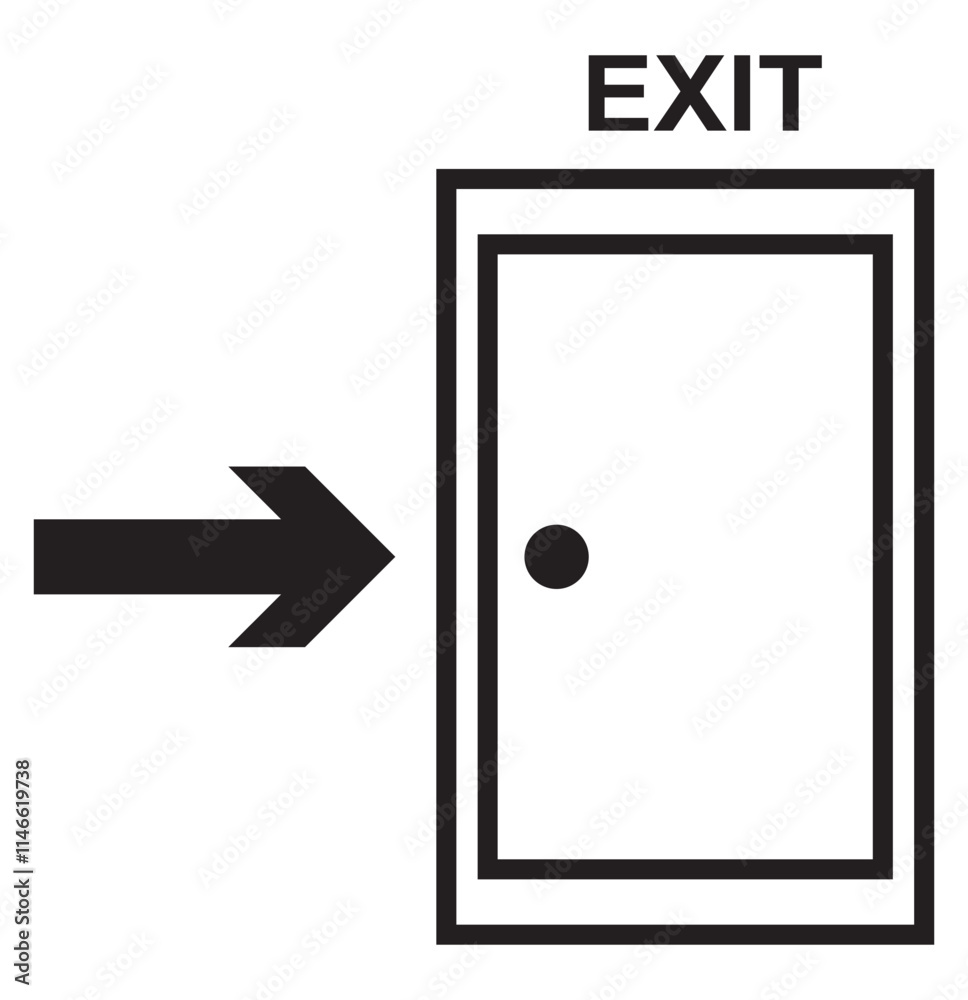 Print Walk through evacuation door icon. Outline Walk through evacuation door vector icon for web design isolated on white background Print Walk through evacuation door icon. Outline Walk through evacuation door vector icon for web design isolated on white background