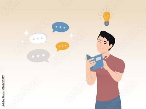 Concept of learning, listening to gain knowledge and absorb new ideas. Man writing down everything the conversation