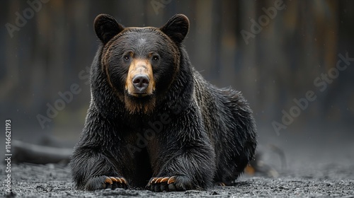 Nature-Inspired Black Bear Design with Copy Space, Generative Ai. photo