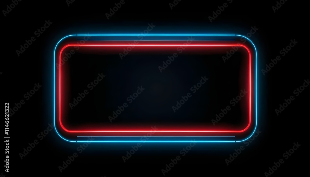 Futuristic Neon Frame with Digital Circuit Design in Blue and Red Glow Futuristic Neon Frame with Digital Circuit Design in Blue and Red Glow