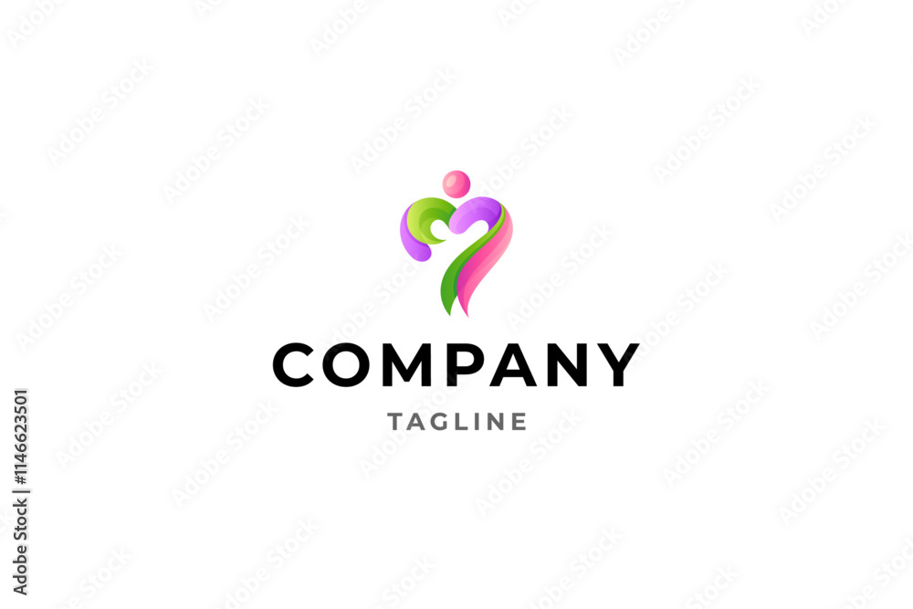 Abstract heart logo combination with people icon