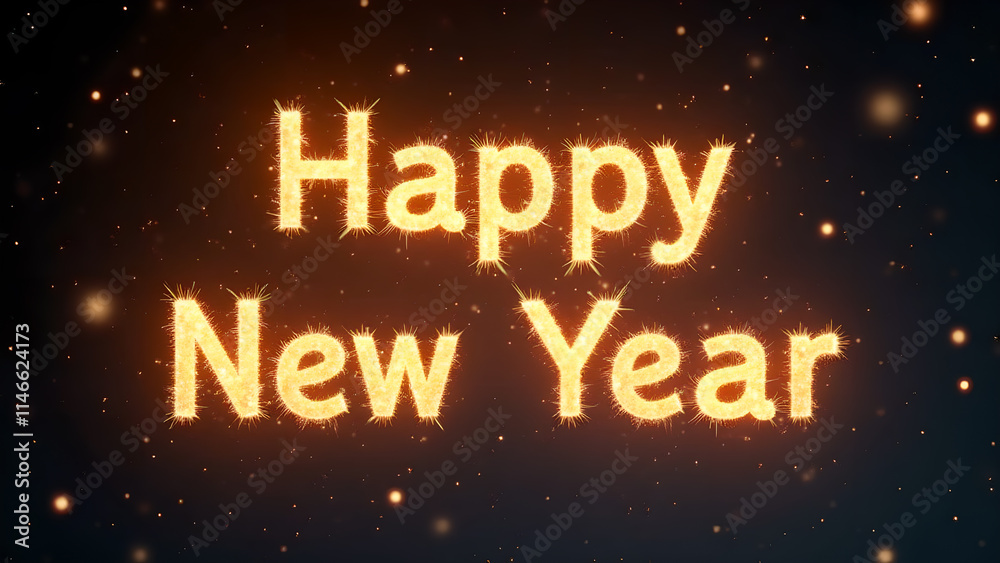 Happy New Year text with fire effect. Concept of celebration, new beginning, and holiday. Happy New Year text with fire effect. Concept of celebration, new beginning, and holiday.