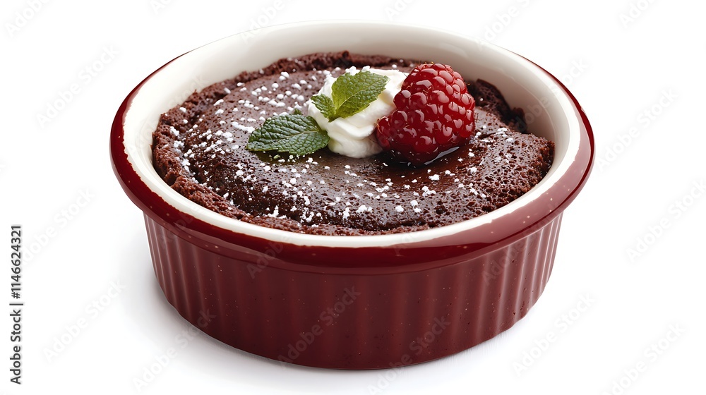 Delicious Chocolate Lava Cake Dessert in Red Dish Delicious Chocolate Lava Cake Dessert in Red Dish