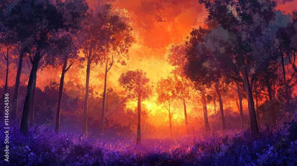 Fototapeta premium enchanting sunset forest