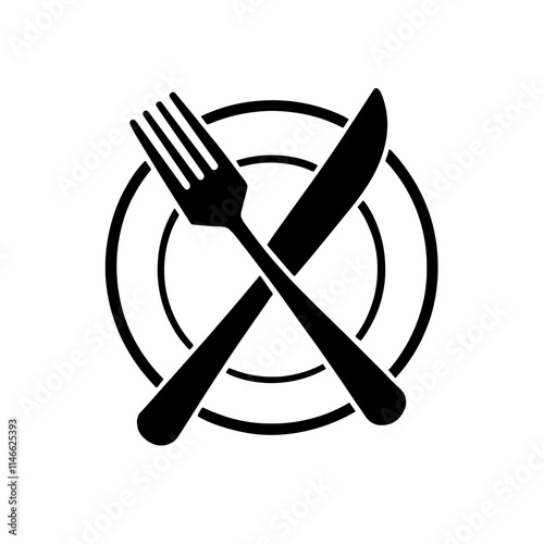 Black Food Court Sign with Utensils
