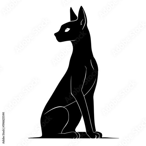 Black Cat Hieroglyph Silhouette of Bastet
