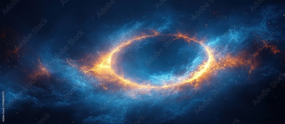 Fiery cosmic ring nebula in deep space. Fiery cosmic ring nebula in deep space.