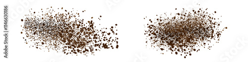 Coffee powder. Flying coffee powder isolated on white background. Coffee, cocoa or chocolate speckles. . Vector illustration
