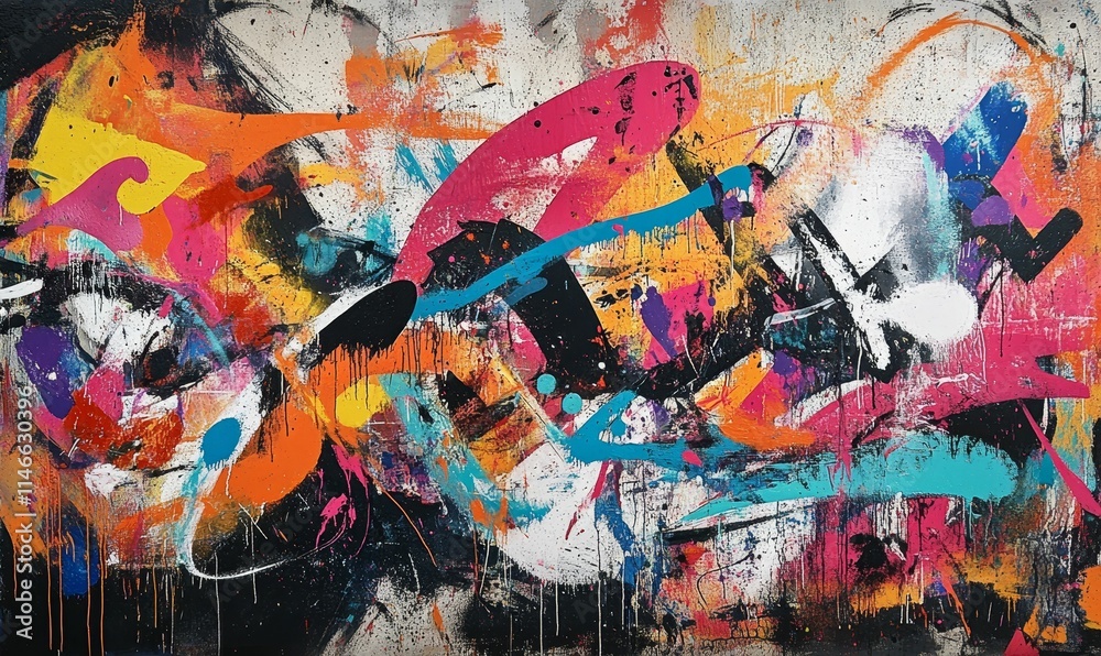 Fototapeta premium Abstract painting, vibrant colors, energetic brushstrokes.
