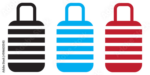 Print Valise, baggage, luggage icon set. Luggage suitcase, travel bag icons. Trip baggage sign
