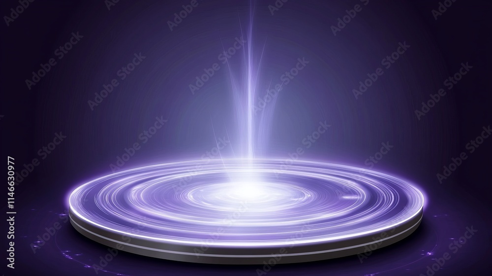 Fototapeta premium Purple Energy Vortex on Circular Platform