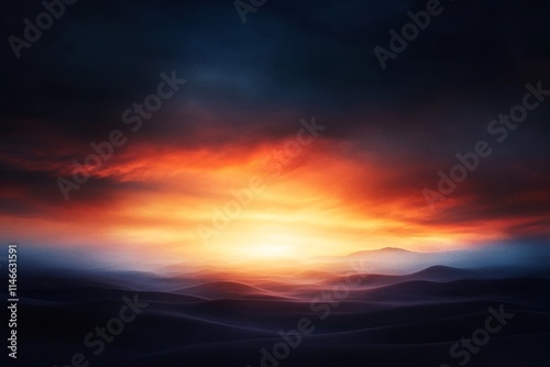 A dramatic sunset over rolling hills, casting vibrant colors across the sky.