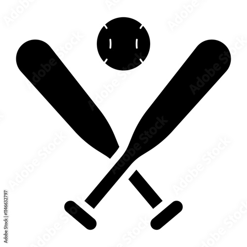 baseball bat and ball glyph icon
