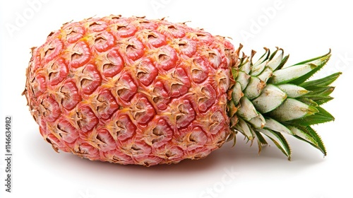 Ripe pink pineapple isolated on white background.