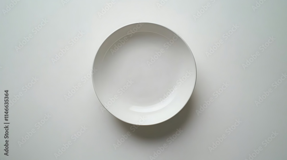 A plain, white, round plate, empty.
A plain, white, round plate, empty.