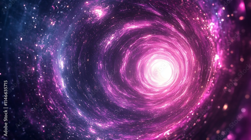Obraz premium Glowing purple and pink spiral galaxy tunnel.