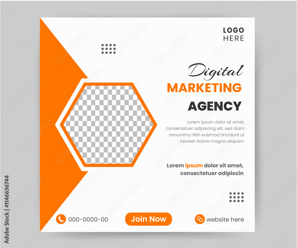 Obraz premium Creative Business marketing social media post template, Usable for social media, story and web internet ads.