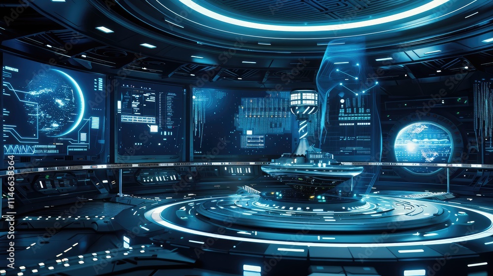 Futuristic Control Room with Advanced Technology Futuristic Control Room with Advanced Technology