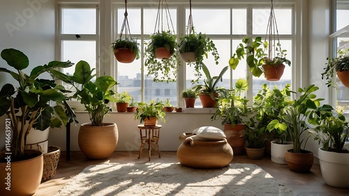 Indoor Garden Corner with Sunlight and Greenery